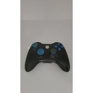 Microsoft Xbox 360 Wireless Controller Black Blue Buttons Tested Working OEM